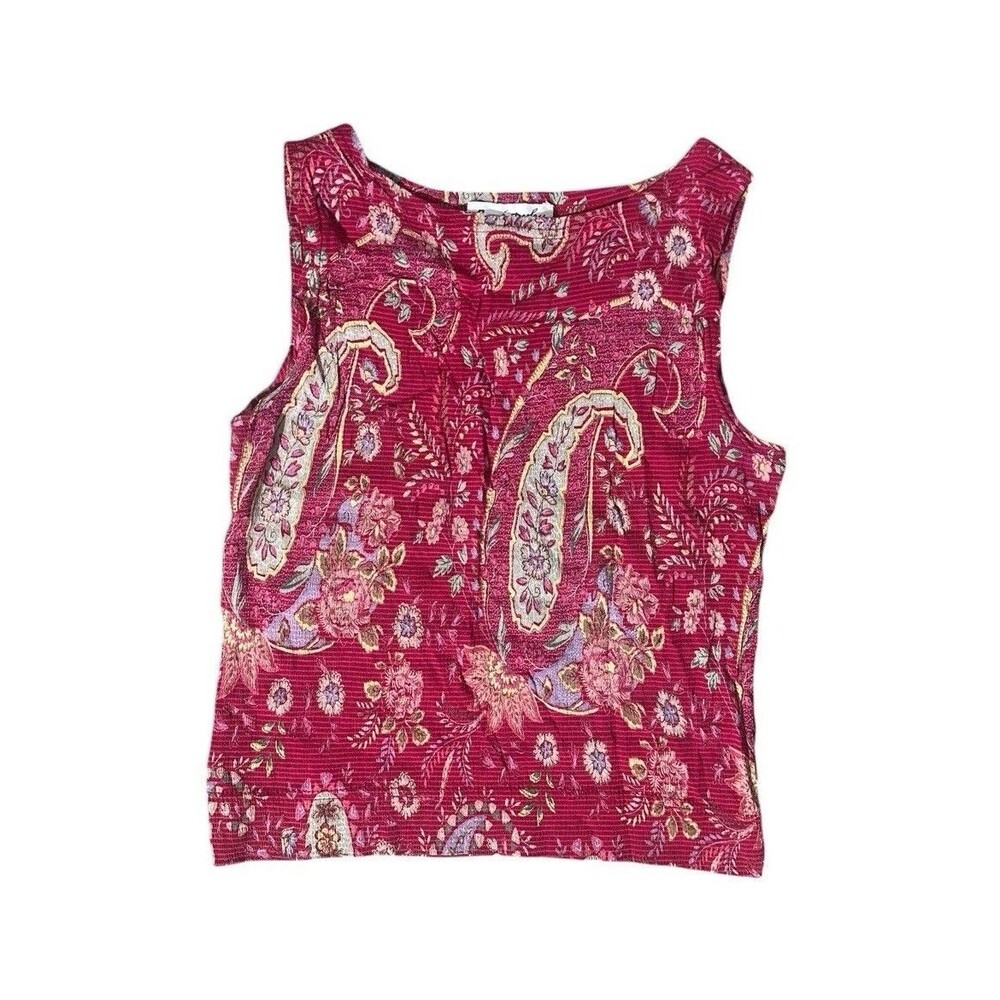 Rene Derhy Floral Paisley Cami Tank Too Women’s Size Small Boho Y2K Psychedelic
